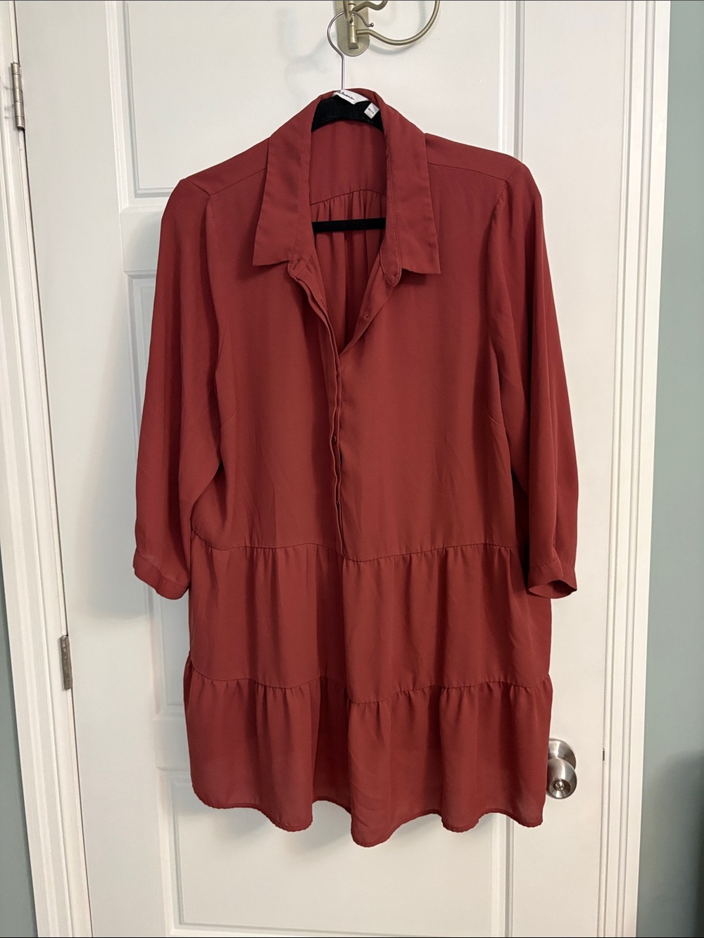 Reitmans Tiered Button-Front Tunic - Rust